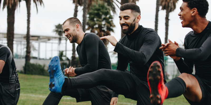 riscaldamento pre partita di calcio